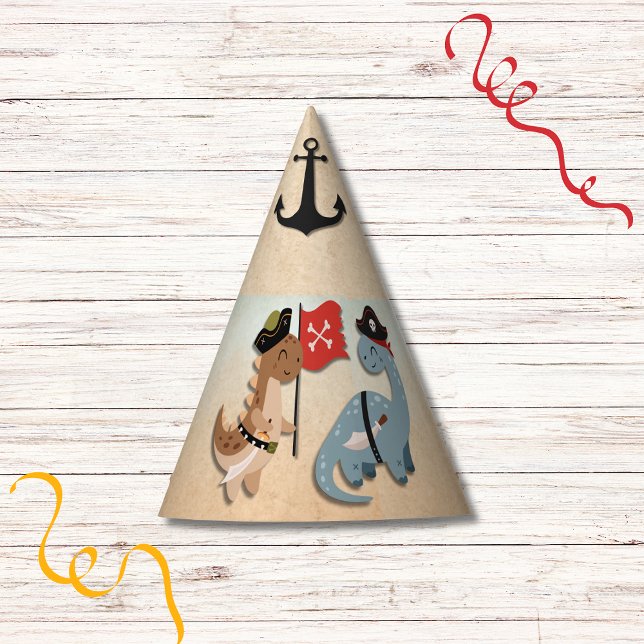 Dinosaur Pirate Birthday Party Twin Boys Custom Hat (Party hats for your twins' Dinosaur Pirate Birthday Party for a swashbuckling good time!)