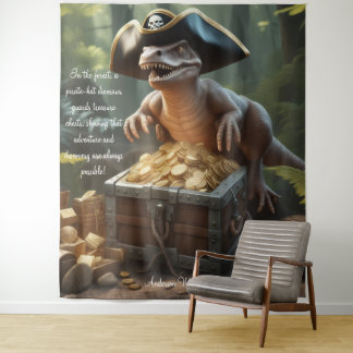 Dinosaur Pirate Hat Forest Personalized Tapestry