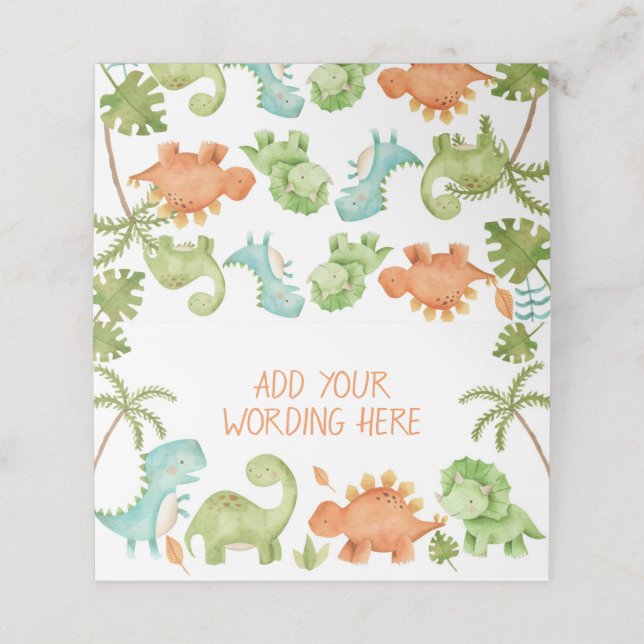 Dinosaur Place Cards / Food Tents (Outside Unfolded)