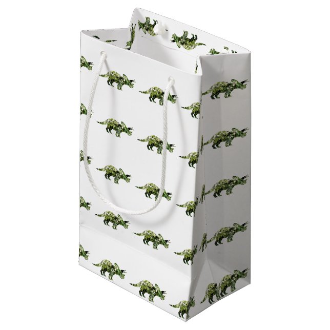 Dinosaur plant art small gift bag (Front Angled)