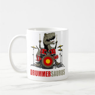 Dinosaur Playing Drum Musician T Rex Drummersaurus Coffee Mug