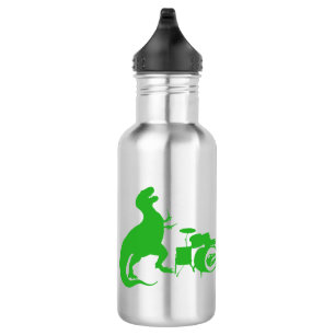 Dinosaur playing drums - Choose background color 532 Ml Water Bottle