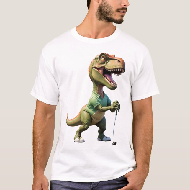 dinosaur playing golf dinosaur golf shirt (Front)