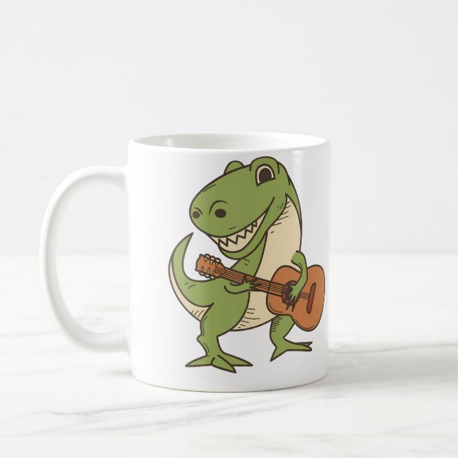 Dinosaur Playing Guitar Shirt  Cool Dino Music Lov Coffee Mug (Left)