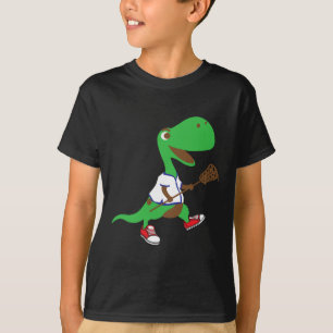 Dinosaur Playing Lacrosse Cool Dino Team Sport Gif T-Shirt
