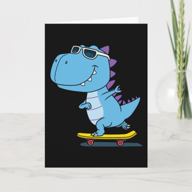dinosaur playing skateboard card (Front)