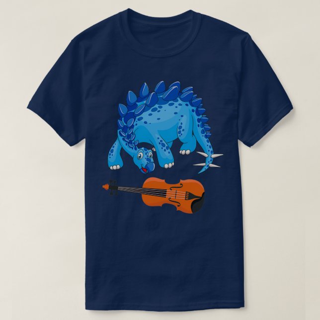 Dinosaur Playing Violin Funny Good Dinosaur Violin T-Shirt (Design Front)