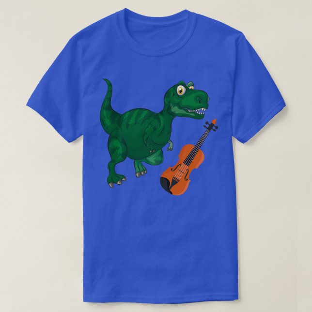 Dinosaur Playing Violin Funny Good Dinosaur Violin T-Shirt (Design Front)