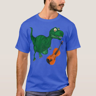 Dinosaur Playing Violin Funny Good Dinosaur Violin T-Shirt