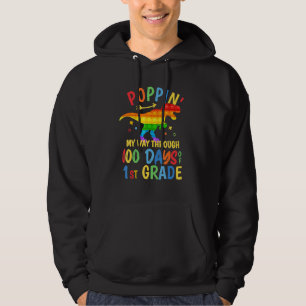 Dinosaur Poppin' My Way Through 100 Days Of First Hoodie