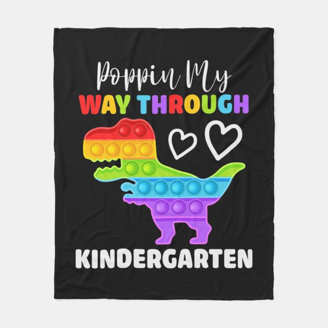 Dinosaur Poppin My Way Through Kindergarten Fleece Blanket (Front)
