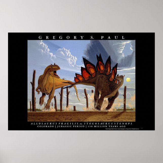 Dinosaur Poster Allosaurus Stegosaurus Greg Paul (Front)