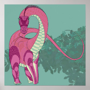 Dinosaur poster - Diplodocus lady