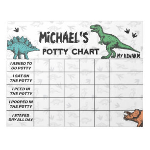Dinosaur Potty Chart Personalized Name & Tasks Notepad