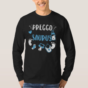Dinosaur Preggo Saurus Baby Boy Sayings T-Shirt