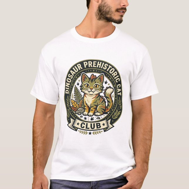 Dinosaur Prehistoric Cat Cat Graphic Tee Art - Din (Front)