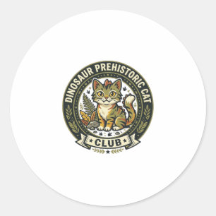 Dinosaur Prehistoric Cat Cat Graphic Tee Art - Din Classic Round Sticker