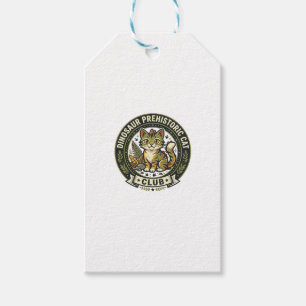 Dinosaur Prehistoric Cat Cat Graphic Tee Art - Din Gift Tags