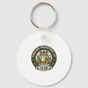 Dinosaur Prehistoric Cat Cat Graphic Tee Art - Din Keychain