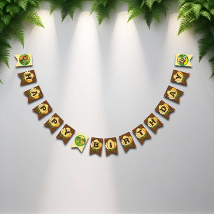 Dinosaur Prehistoric Cute Cartoon Happy Birthday Bunting Flags