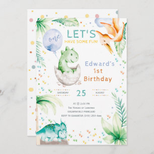 Dinosaur Première invitation d'anniversaire