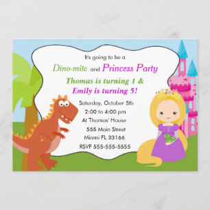 Dinosaur Princess Invitation Anniversaire de enfan