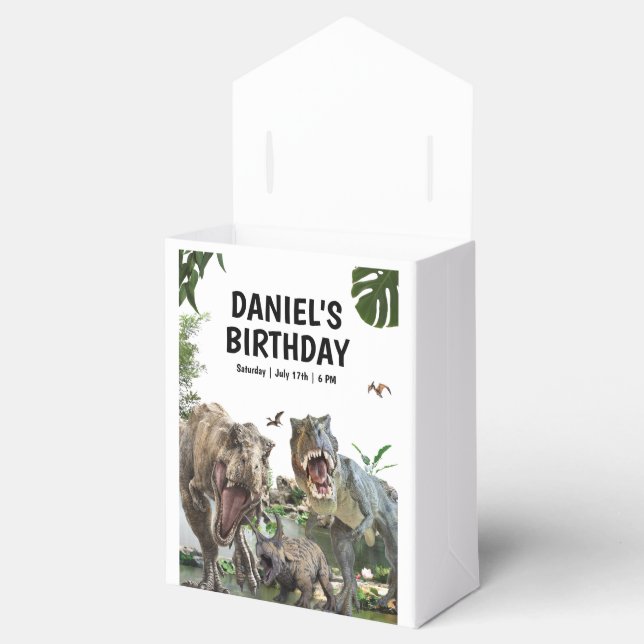Dinosaur Printable birthday party, T rex Birthday Favor Box (Opened)