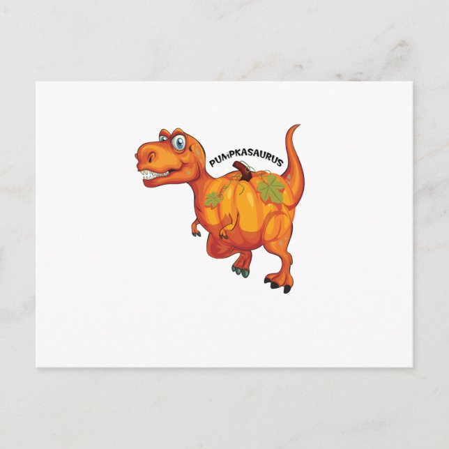 Dinosaur Pumpkasaurus Halloween Thanksgiving Holiday Postcard (Front)