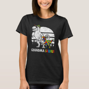 Dinosaur Puzzle Grandmasaurus Autism T rex Awarene T-Shirt