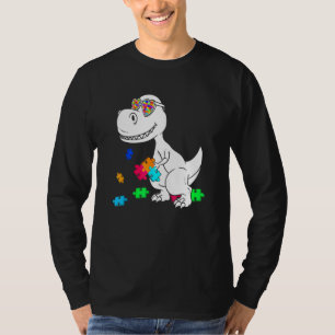 Dinosaur Puzzle Piece Autism Awareness Trex Boys K T-Shirt