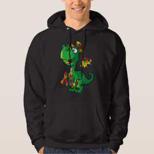 Dinosaur Puzzle Piece Hoodie Autism Awareness Boys