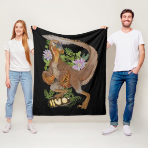 Dinosaur Raptor Jungle Art Fleece Blanket