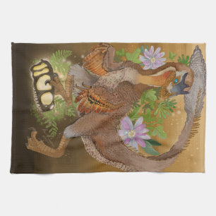 Dinosaur Raptor Jungle Art Kitchen Towel