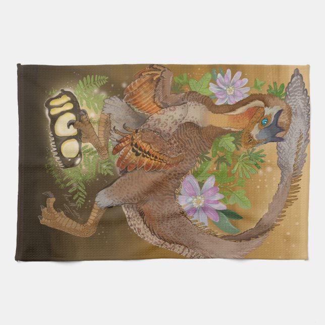 Dinosaur Raptor Jungle Art Kitchen Towel (Horizontal)