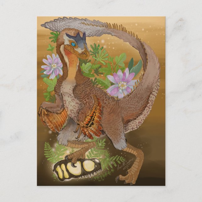 Dinosaur Raptor Jungle Art Postcard (Front)