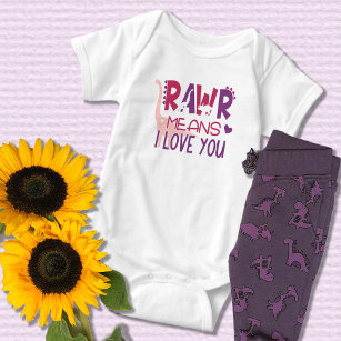 Dinosaur Rawr Means I Love You Cute Girl Baby Baby Bodysuit