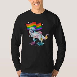 Dinosaur Rawr Pride Parade Gay & Lesbian Rainbow F T-Shirt