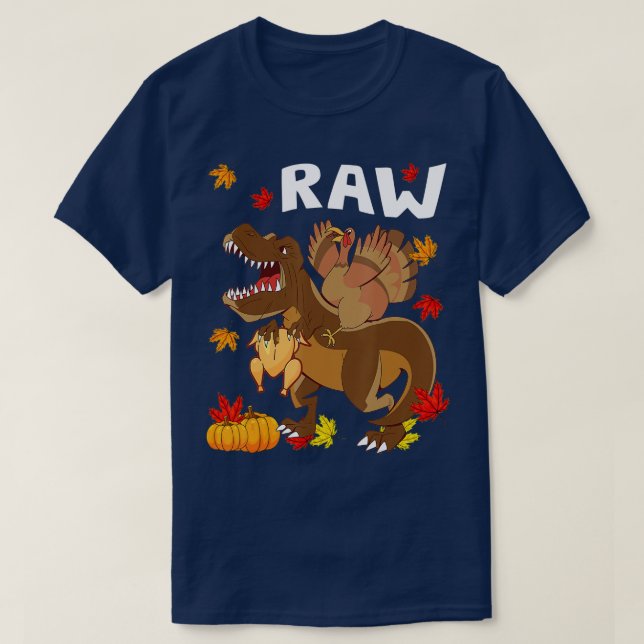 Dinosaur Rawr Thanksgiving Boys Turkey Saurus T re T-Shirt (Design Front)