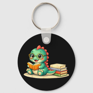 Dinosaur read reader book library funny mom dad  keychain
