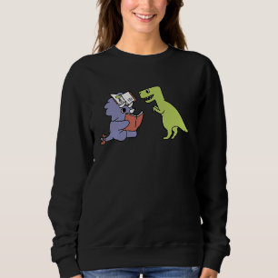 Dinosaur Reads Book Kids Cute School Student Teach Sweatshirt