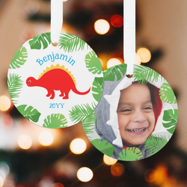 Dinosaur Red Stegosaurus photo Keepsaké Noël (Créateur téléchargé)