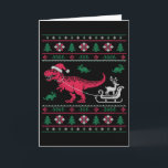 Dinosaur Reindeer Sleigh Ugly Christmas  Card<br><div class="desc">Dinosaur Reindeer Sleigh Ugly Christmas</div>