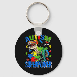 Dinosaur Rex Autism Is My Superpower Autism Awaren Keychain