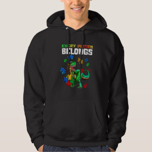 Dinosaur rex Autism Puzzle Dino Every Piece Belong Hoodie