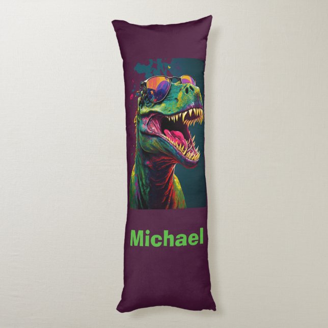 Dinosaur Rex Cool Kids Body Pillow (Back (Vertical))