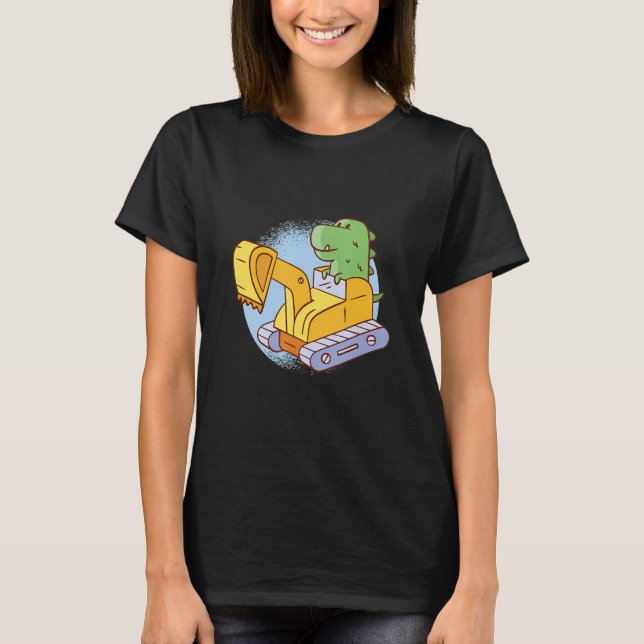 Dinosaur Rex  Excavator Dino Heavy Equipment Opera T-Shirt (Front)