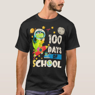 Dinosaur Rex Happy 100th Day Of School Space Kids  T-Shirt