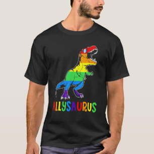 Dinosaur Rex Lgbt Gay Pride Flag Allysaurus Ally M T-Shirt