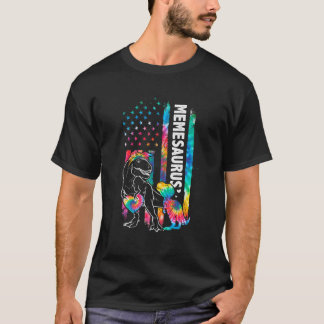 Dinosaur Rex Meme Saurus Tie Dye USA Flag Matching T-Shirt