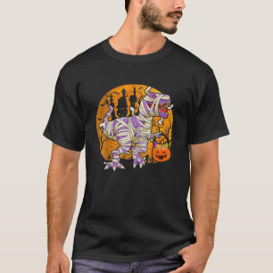 Dinosaur-Rex-Mummy Pumpkin With Moon Halloween Cos T-Shirt